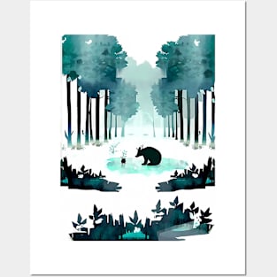 Peaceful Reading Spot in Forest Watercolor Posters and Art